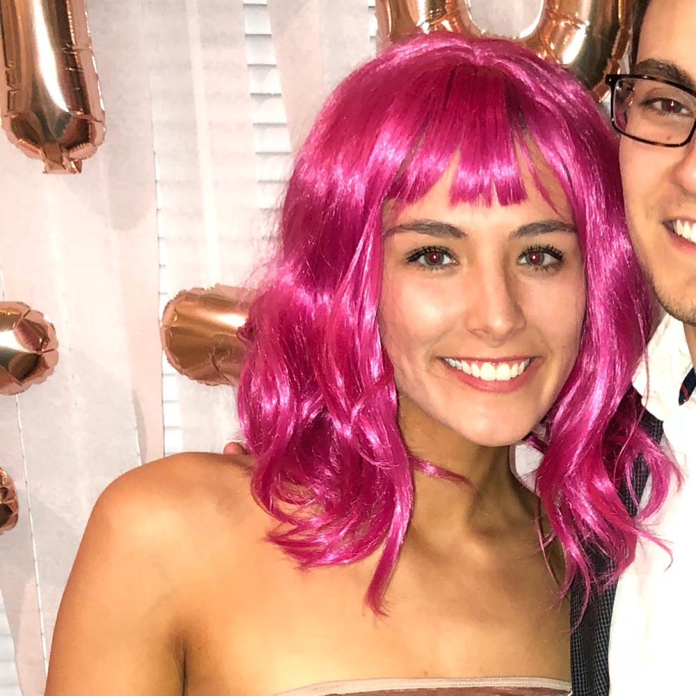 Hot pink wig